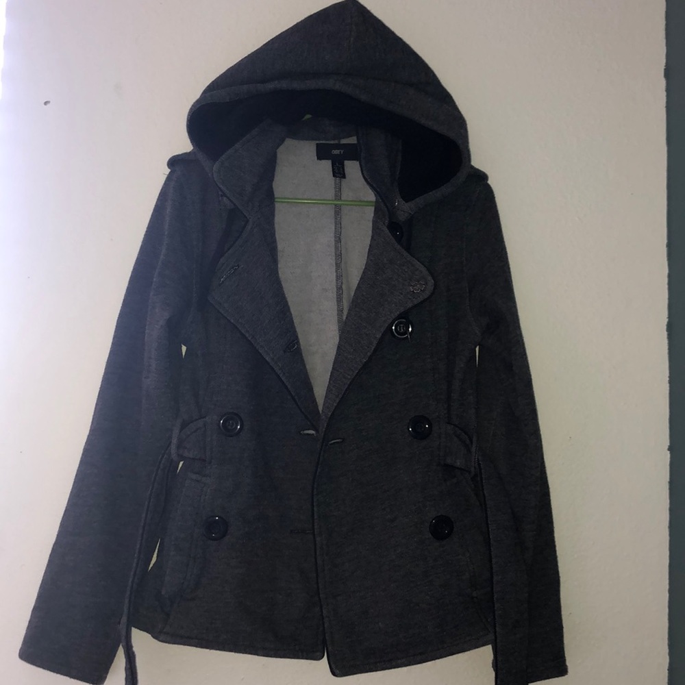 Obey pea coat with hood